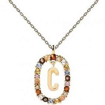 PDPAOLA - Collar Letra C - Plata de Ley 925 Bañada en Oro de 18k - Joyas para Mujer