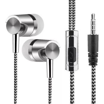 Auriculares Intrauditivos Profesionales con Cable de Tela, 200Hz-20000KHz, 32 Ohm, Sonido de Graves Pesados para Teléfono Móvil