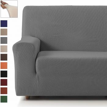 Eiffel Textile Funda Sofa Elastica Protector Adaptable Rústica Sofá, Gris, 4 Plazas