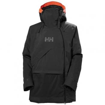 Helly Hansen Women's Powchaser Asym Hooded Ski Jacket - Waterproof with PrimaLoft Insulation in Black, X-Large