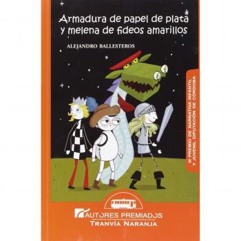 Armadura de papel de plata y melena de fideos amarillos