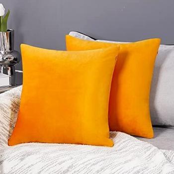Deconovo Fundas para Cojines de Almohada del Sofá Cubierta Suave Decorativa Protector para Hogar 2 Piezas 45 x 45 cm Amarillo Oro