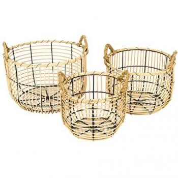 Cestas Decorativas de Espadaña Marrón - Set de 3 Unidades (27x36x36cm)