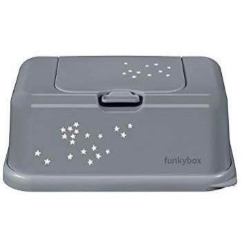 Funkybox Dispensador de Toallitas color Gris con estrellas Blancas