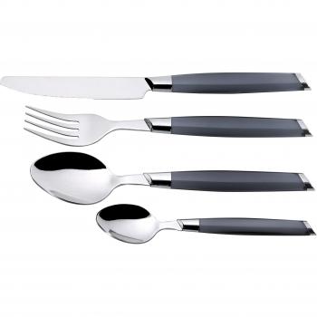 Ãngulo de Jean Dubost Cubiertos 20274 Bi-tono, gris, 24-pc