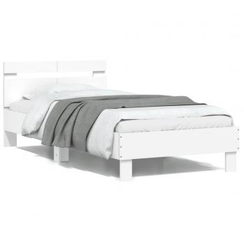 Cama con cabecero blanco 100x200 cm en madera multicapa y estructura de madera de ingeniería