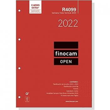 Finocam - Recambio Anual 2022 Semana Vista Vertical, de Enero 2022 a Diciembre 2022