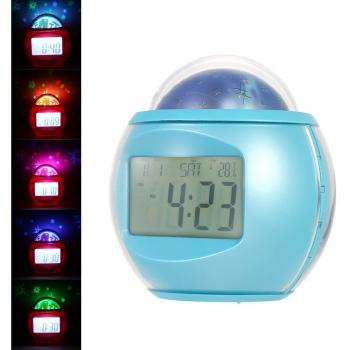 Anself Despertador Proyector de Estrellas Reloj Snooze Digital con Música Luz de Noche Calendario Termómetro Temporizador
