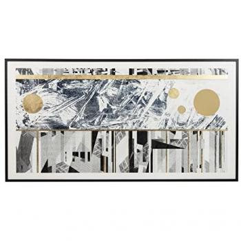 Cuadro Abstracto con Marco PS 180x4x95 cm - Decoración de Pared en Gris, Negro, Blanco y Dorado (Adda Home)