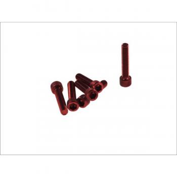 Kit de 6 tornillos allen con cabeza cilíndrica M6x30 color rojo, anodizados, fabricados en aluminio