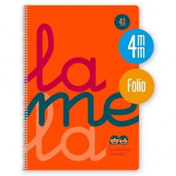 Pack de 5 Cuadernos Lamela con Espiral, Cubierta de PP, Tamaño A4, 80 Hojas Cuadriculadas de 4mm con Margen en Color Naranja - Ideal para la Oficina