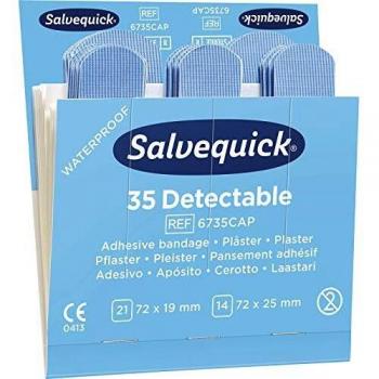 Parches Detectables Salvequick Refill 6x35 Unidades, Azul, Impermeables