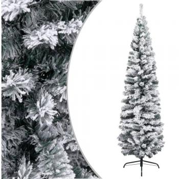vidaXL Slim Artificial Christmas Tree with Flocked Snow Green 240 cm PVC