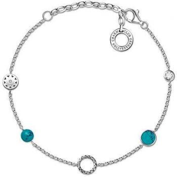 Thomas Sabo Sterling Silver Turquoise Bracelet with Zirconia, Multicolor, Female, Size: ONE SIZE