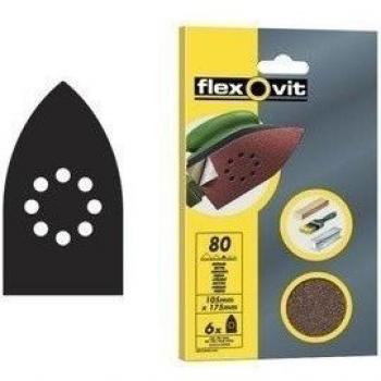 Flexovit 63642596418 Triángulos Especiales Velgrip, A203, Medio Grano, 80 Tamaño Grano, 102 mm A x 152 mm Al, Set de 6
