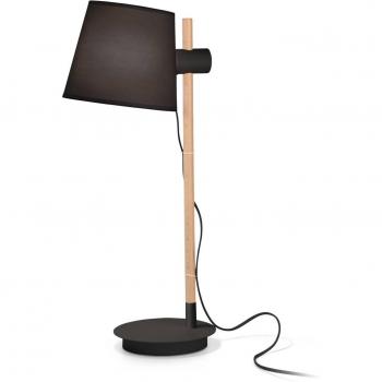 Lámpara de mesa Ideal Lux Axel Wood, tela Negro 1 bombilla 66cm