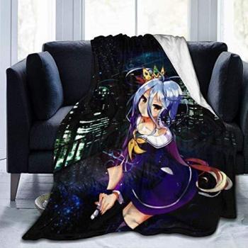 Lsjuee NO Game NO Life Manta de Franela de Microfibra Mantas de Tiro Super Suave Fuzzy Luxury Adecuado para Cama Sofá Viaje Four Seasons Manta 60 x 50 Pulgadas