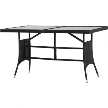 Mesa de jardín 140x80x74 cm ratán sintético negro