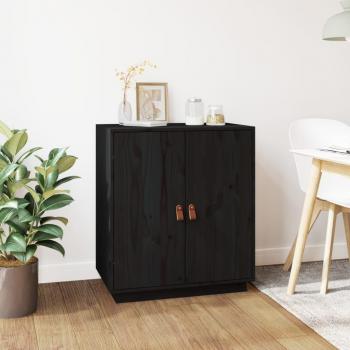 Aparador negro de madera maciza de pino 65,5x40x75 cm