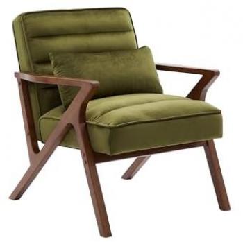 Sillón escandinavo Antoine de madera de hevea y terciopelo, color savane, 70.5x75x81 cm