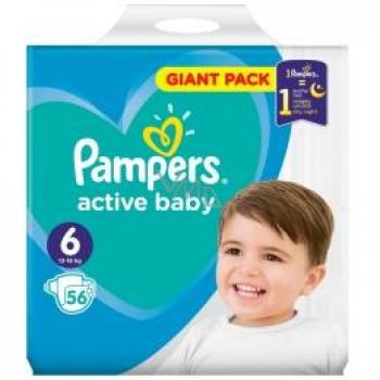 Pañales desechables Pampers Active Baby talla 6, 13-18 kg, paquete de 56 unidades