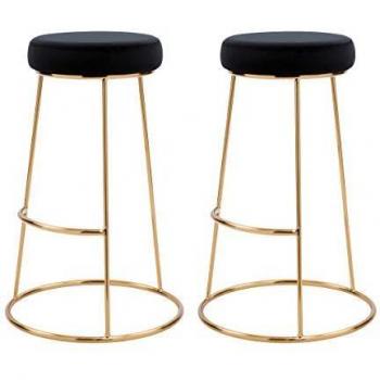Taburete de bar Rendez-Vous Déco de 73 cm en terciopelo negro (lote de 2)