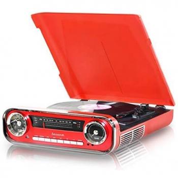 Lauson 01TT17 Tocadiscos Diseño Vintage Coche de Colección con 2 Altavoces Estéreo Integrado de 3 W | Tocadisco Vinilo con Radio FM, Función Bluetooth, USB, AUX | 3 Velocidades