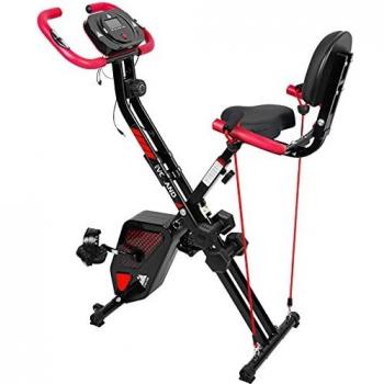 himaly Bicicleta de Ejercicio, Bicicleta Estática Plegable con Altura y Resistencia Magnética Ajustables con Pantalla LCD y Asiento con Respaldo,Bicicleta Estática,Bicicleta Fitness en Casa
