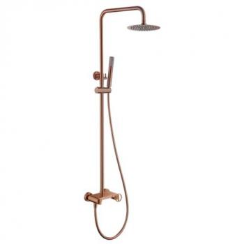 Conjunto ducha monomando Olimpo oro rosa cepillado IMEX BDC033/ORC