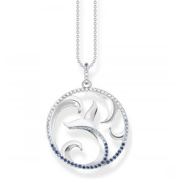 Collar Thomas Sabo - Colgante de plata con cadena aleta de cola y ola con circonitas azules