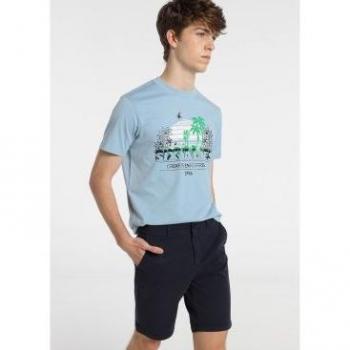 Bermudas Chino Saten Color Azul Six Valves
