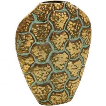Jarrón de Metal Dorado Wanderlust Deco 29x9.5x35 cm - Obra de Arte Decorativa