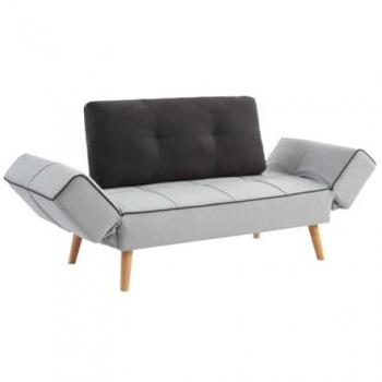 Sofá cama clic-clac EBATY tapizado en tela - Gris claro y antracita - Estilo escandinavo