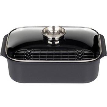 GSW Gourmet Asador rectangular con tapa de cristal aromático y parrilla, ø aprox. 40 x 26 x H 11 cm