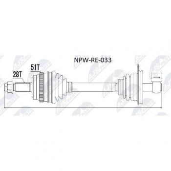 Árbol de transmisión NTY NPW-RE-033 con características de alta resistencia y durabilidad