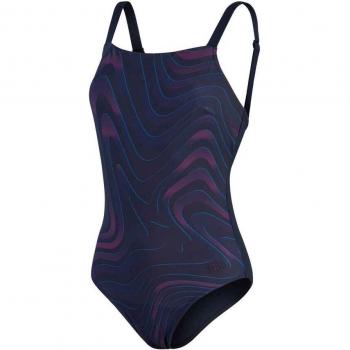 Bañador de mujer Speedo Shaping AmberGlow Printed 1 Piece morado oscuro rosa azul - Talla 38