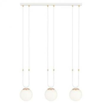 Lámpara de Suspensión Glam Blanca, Acero con Recubrimiento de Polvo y Vidrio, 70x115x15 cm