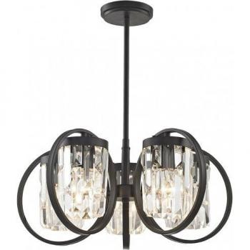 Plafón Semiempotrable Talin Negro 24 Cm con 5 Luces