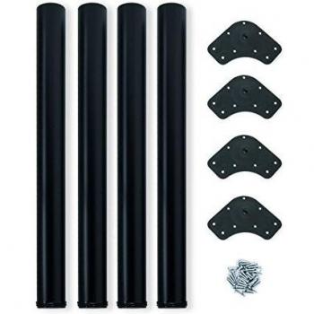 Emuca - Patas de mesa regulables Ø60x710mm, kit de 4 patas de acero, altura regulable 710-730mm, color negro