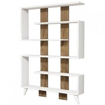 Estantería Librería Clarissa de Aglomerado de Melamina en Blanco y Nogal, 120x22x164 cm