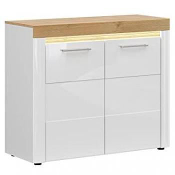 Buffet 2 Puertas con LED Blanco y Madera Stratificada