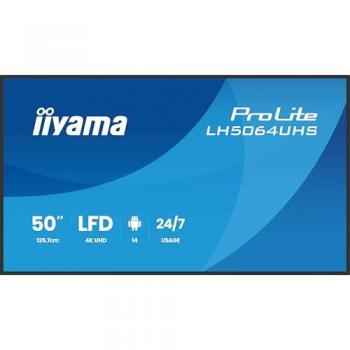 Pantalla de señalización digital iiyama ProLite LH5064UHS-B1AG 50 4K Ultra HD, Wifi, Android 14, 500 cd/m², uso 24/7, con HDMI y USB