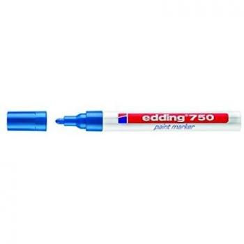 edding 750 marcador de tinta opaca, azul, 10 rotuladores, punta redonda 2-4 mm, para metal, vidrio, piedras o plástico, resistente al calor, permanente, no mancha, impermeable