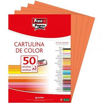 Pack de 50 Cartulinas A3 Color Mandarina 180g