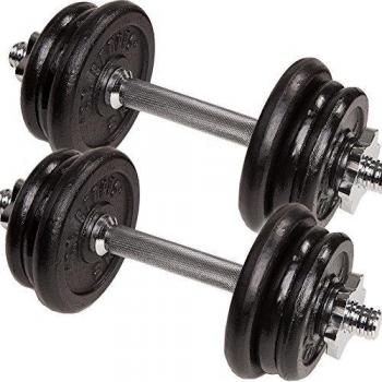 C.P. Sports mancuernas de hierro fundido 20 kg cortas, mancuernas mancuernas de 2 x barras de pesas con pesas