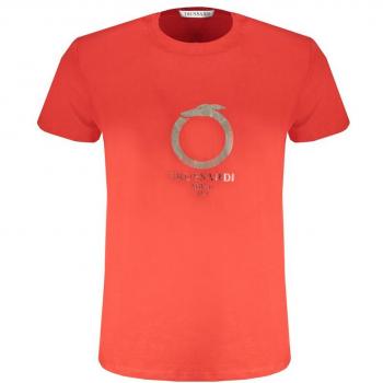 Trussardi Red Cotton Print Logo T-Shirt - Female, Size: L