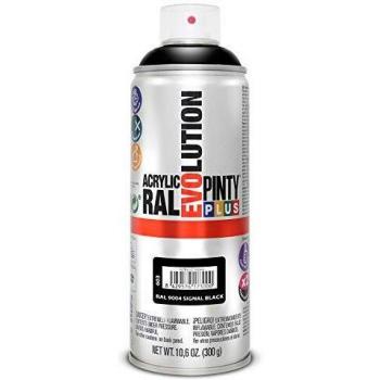Pintura spray Acrílica Brillo PINTYPLUS EVOLUTION 520cc Signal, negro ral 9004, estándar