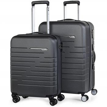 JASLEN - Juego Set 2 Maletas Trolley 50/60 cm ABS. Expandibles. Rígidas, Resistentes y Ligeras. Mango telescópico, 4 Ruedas Dobles. Candado Integrado TSA. Pequeña Low Cost 56615, Color Gris Oscuro