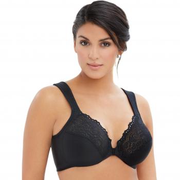 Glamorise Front-Close Wonderwire Bra - Black Underwire Bra for Women 36-C