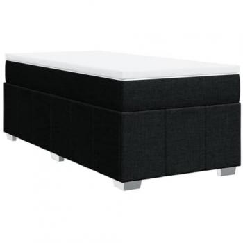 Cama box spring con colchón tela negro 100x200 cm